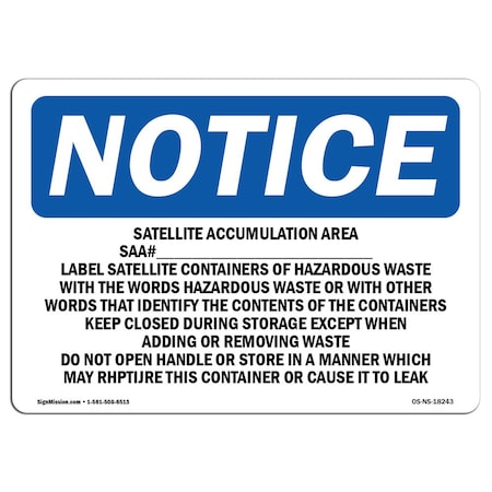 OSHA Notice, 7 Height, Rigid Plastic